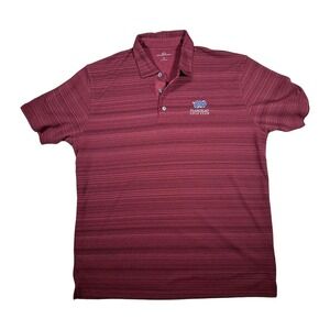 VANSport Mens Golf Polo Shirt Burgundy Stripe Mangilao Golf Club Embroidered M